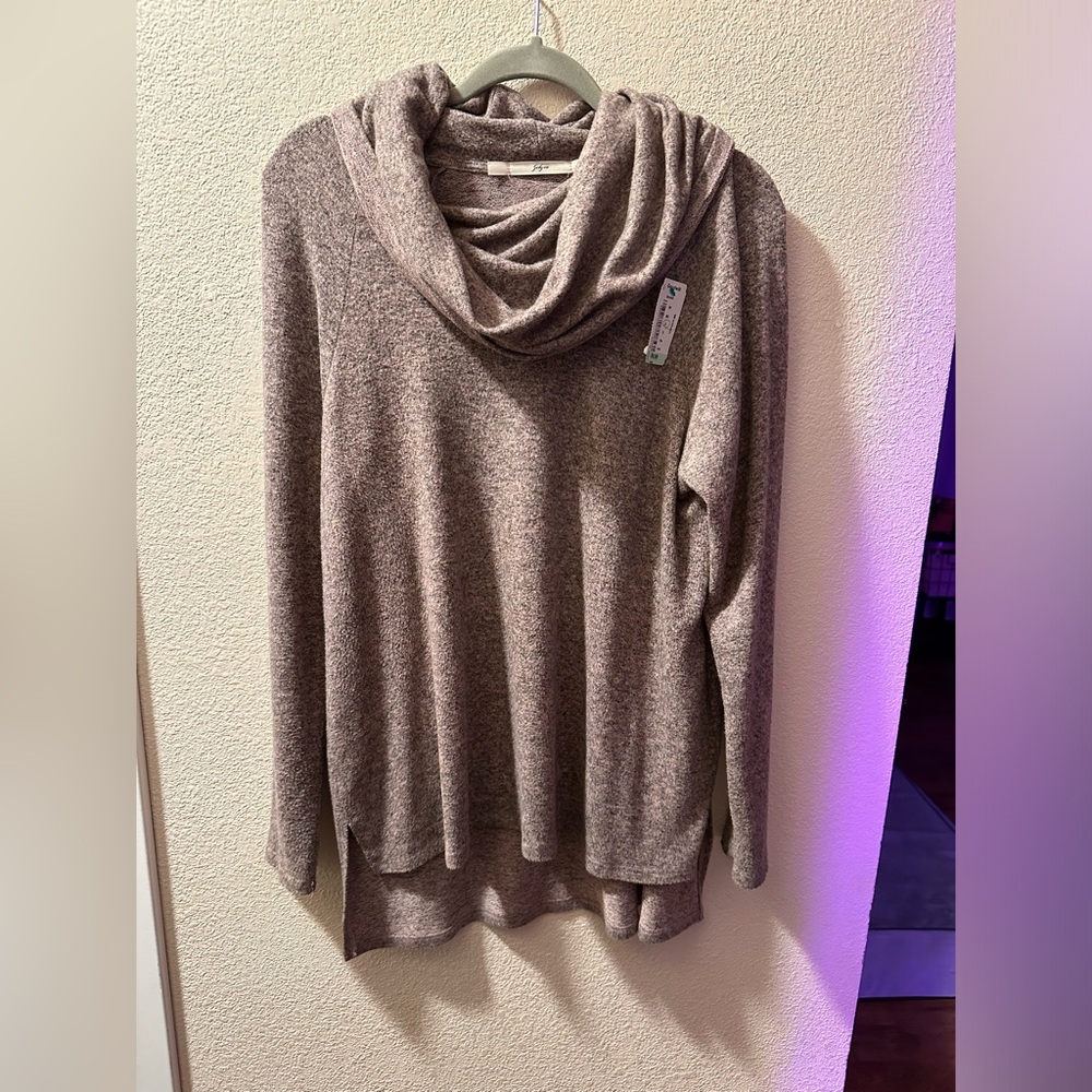 Gibson cowl neck pinkish beige sweater